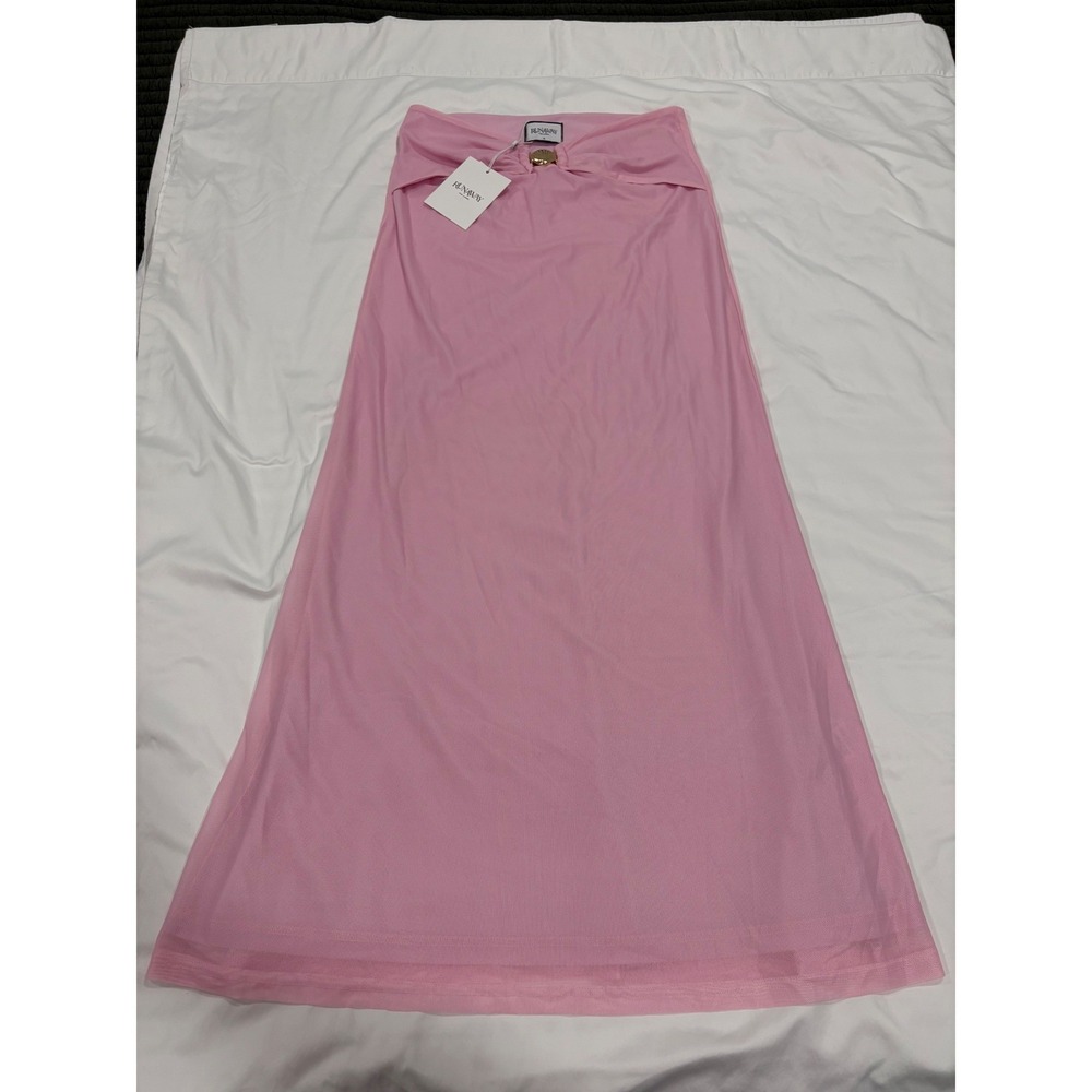 Runaway The Label NWT Rikki Maxi Skirt Pink Mesh Shell Beach Resortwear Medium